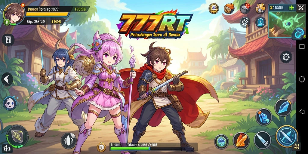 Tangkapan layar 777RT yang menunjukkan pertempuran anime yang epik.