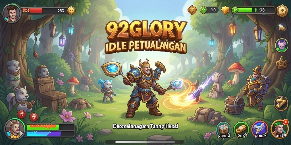 Screenshot 92GLORY menunjukkan gameplay santai yang menarik.