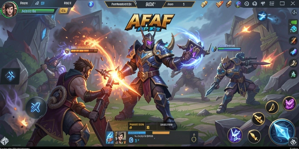 Tampilan seru pertempuran dalam game AFAF MOBA.