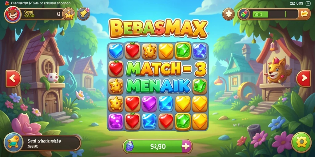 Tangkapan layar gameplay menampilkan keseruan permainan Match-3 BEBASMAX.