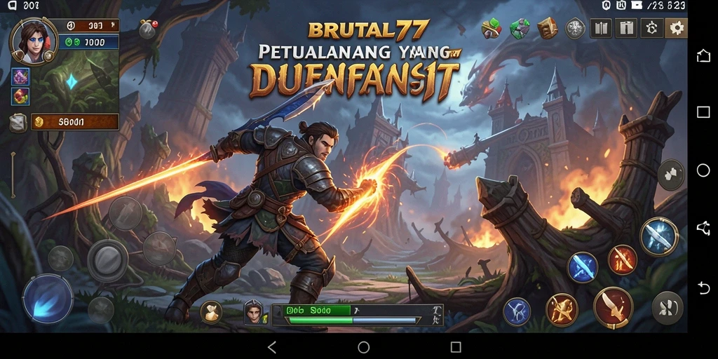 Tangkapan layar menunjukkan aksi mendebarkan dalam BRUTAL77.