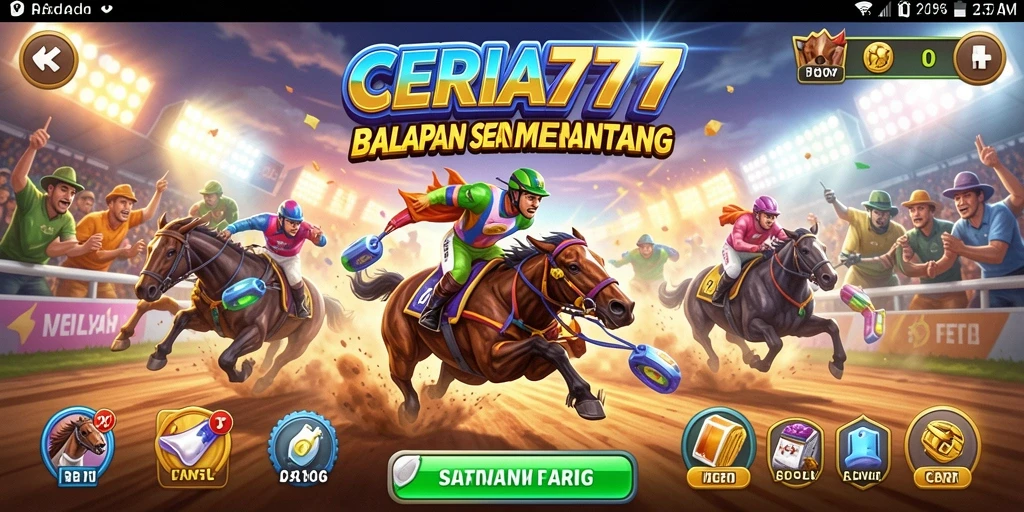Gameplay Racing CERIA777 dengan berbagai mobil dan lintasan menantang.