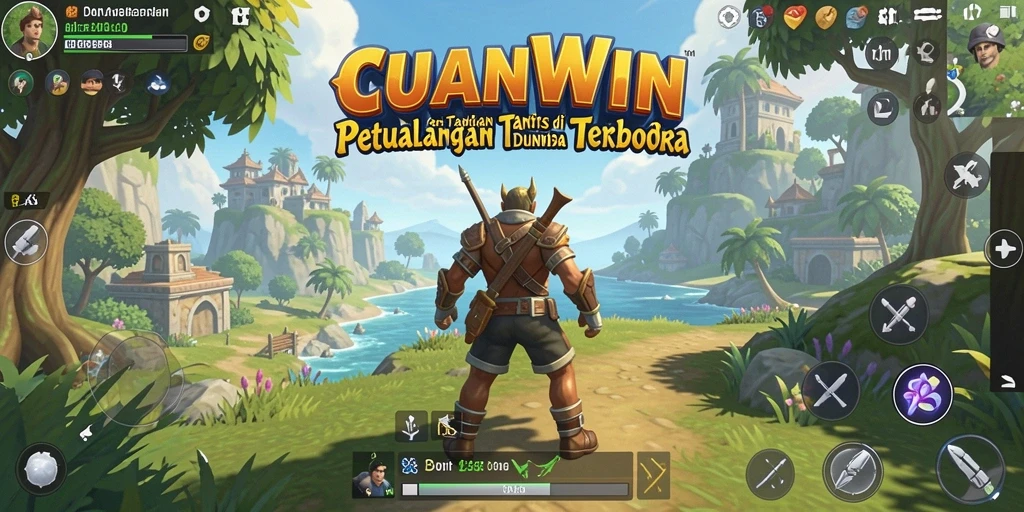 Screenshot gameplay CUANWIN menampilkan petualangan mendebarkan di dunia terbuka.