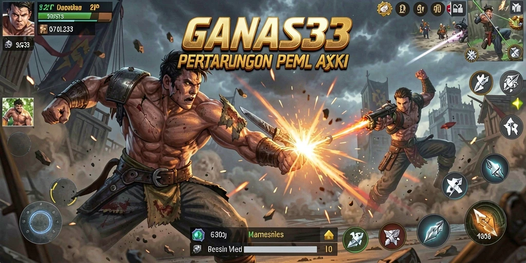 Menampilkan aksi seru di arena pertarungan GANAS33.