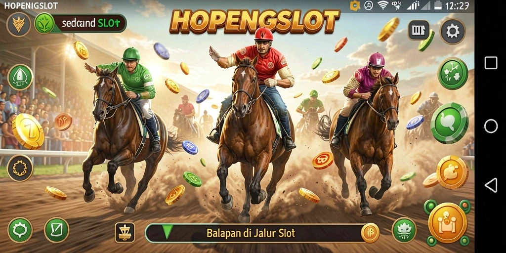 Screenshot HOPENGSLOT menampilkan trek balapan yang seru dan menegangkan.