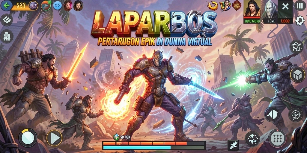 Tampilan gameplay pertarungan intens di LAPARBOS.