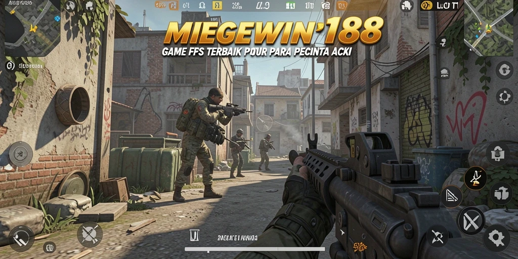 Tampilan gameplay MEGEWIN188 yang mendebarkan di medan perang FPS.