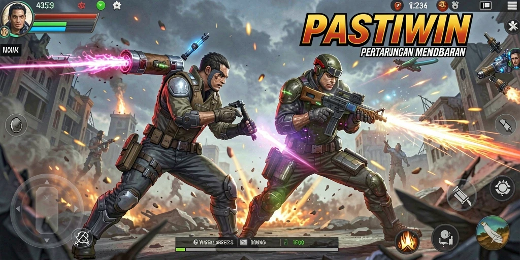 Tampilan gameplay mendebarkan dari PASTIWIN dengan aksi yang intens.