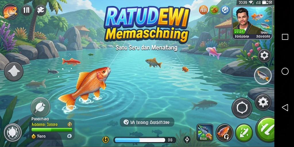 Screenshot gameplay <strong>RATUDEWI</strong> menampilkan pengalaman memancing yang seru dan menarik.
