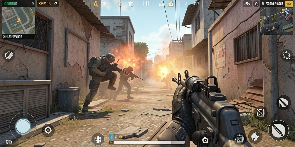 Tampilan gameplay SM605 yang mendebarkan dalam dunia FPS.