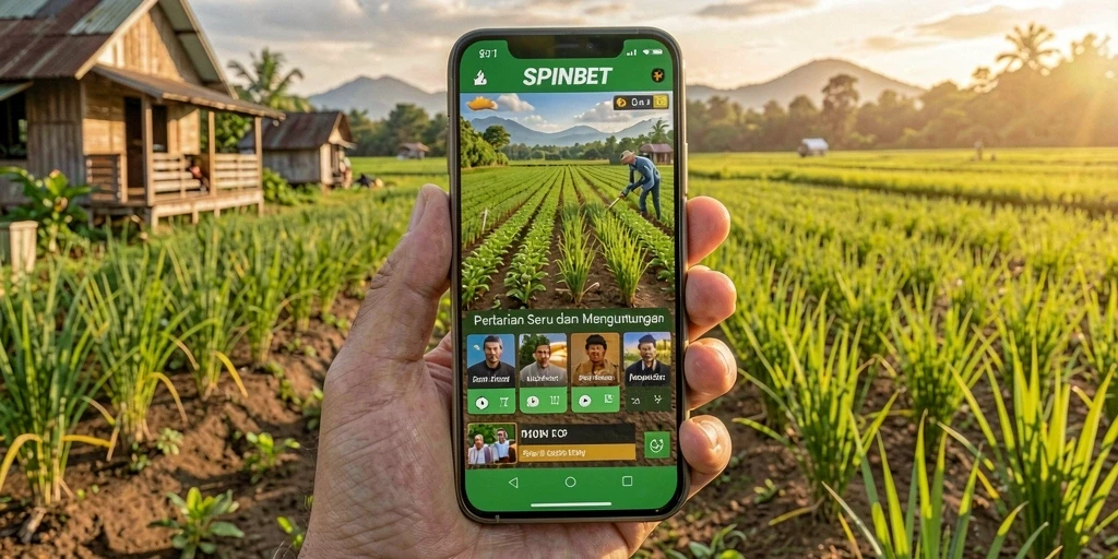 Gameplay seru SPINBET saat bertani dengan teman.