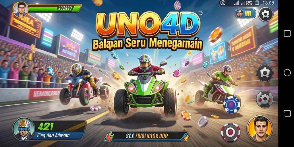 Tangkapan layar menunjukkan aksi balapan menegangkan di UNO4D.