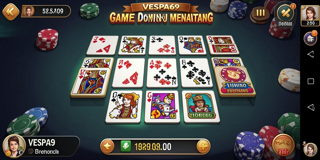 Tampilan screenshot game VESPA69 yang penuh aksi Domino.