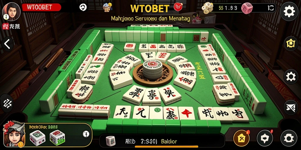 Gameplay Mahjong seru di WTOBET yang menantang strategi pemain.